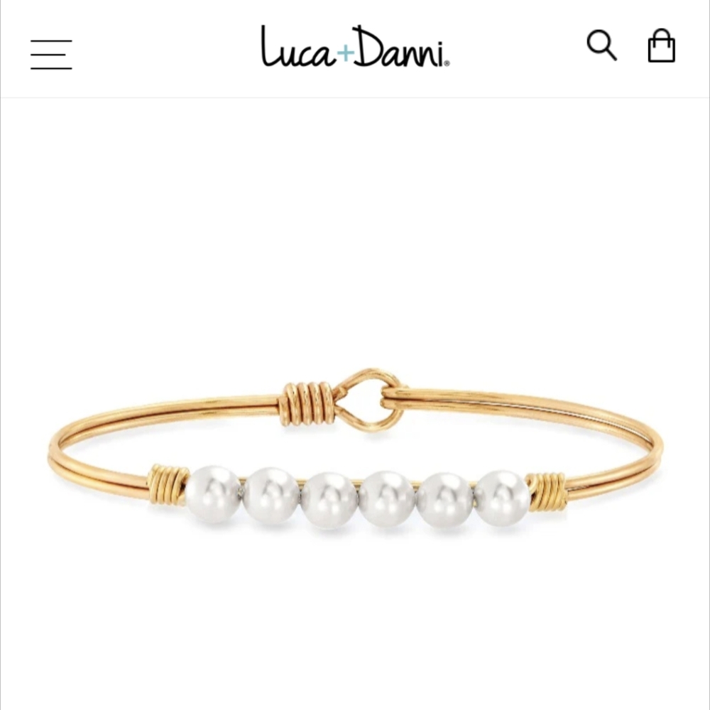 Luca + Dani Crystal Pearl Bangle Bracelet in Multicolor -- Gold Bangle - Picture 6 of 6